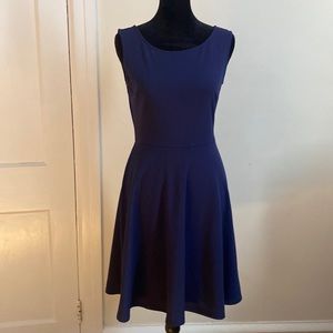 Classy blue sleeveless dress. Adorable details on back! Very versatile!